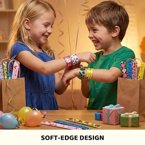 LovesTown Slap Bracelets for Kids, 48 PCS Snap Bracelets Party Favors | Wristbands Bulk for Classroom Prizes Treasure Box, Birthday Exchanging Gifts,Goodies Bag Stuffers Fillers, Carnival Prizes thumbnail 4