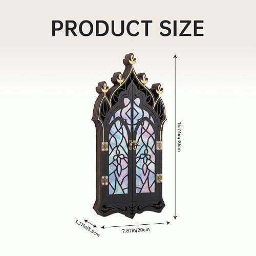 Gothic Crystal Display Shelf, Goth Wall Decor Witchy Spiritual Home Decor | Display Shelf for Gemstones, Essential Oils & Trinkets, Wooden Church Window Shelf for Bedroom Living Room, Witchy Gifts thumbnail 3