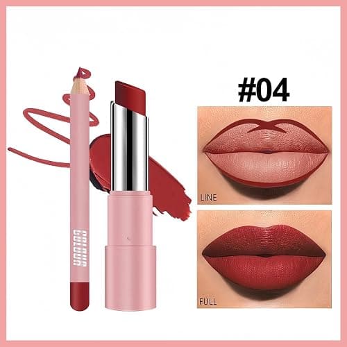 Premium Red Lipstick Lip Liner and Lipstick Set - 2-in-1 Matte Lip Kit for Women with Long Lasting Waterproof and Smudge-Proof Formula, Perfect for Date Night & Parties thumbnail 2