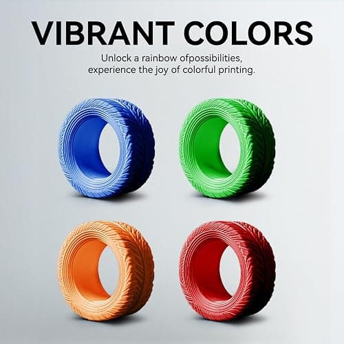 JAYO TPU 3D Printer Filament Bundle, 95A Flexible Soft TPU Filament 1.75mm, 250g Spool, 4 Rolls, 1kg in Total, Green+Orange+Red+Blue thumbnail 4