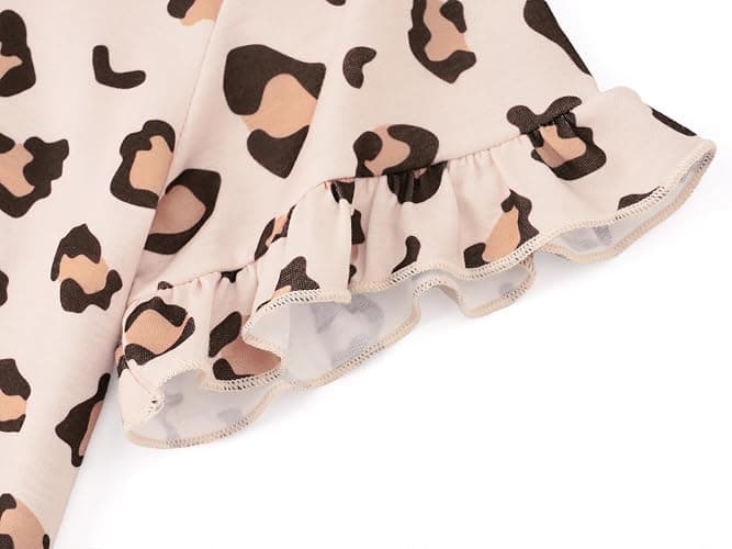 Beezizac Girls Pajamas Coat Style Trendy Print Short Sleeve Set Size 6-18 | Soft Stretch Fabric, Button-Down Top, Fixed Bow Detail, Ruffle Trim, Elastic Waist Shorts, Little & Big Girl Sleepwear thumbnail 6
