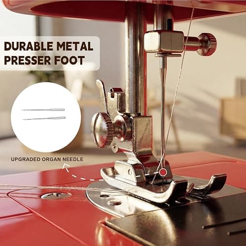Einfache Nähmaschine für Anfänger mit 16 Stichen, Twin-Nadel, Rückwärtsnähen, automatischem Spulen, Fußpedale, Tragbare Elektrische Nähmaschinen für DIY & Handarbeit thumbnail 4