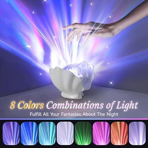 GLACIER GIFT Northern Lights Projector, Shell Night Light Built for Bedroom Nebula Lamp, Kids Dorm Decor, Cute Room Decor Aesthetic, Christmas Gifts for Teens thumbnail 3