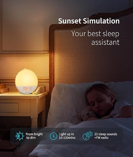 ecozy Sunrise Alarm Clock for Heavy Sleepers, Smart Wake Up Light with Sunrise/Sunset Simulation, App & Voice Controlled, Natural Sounds & FM Radio, 4 Alarms & Snooze, 8 Colors Night Light for Bedroom thumbnail 7