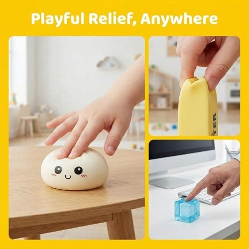 9 Pack Squishy Squeeze Toys, Slow Rising Soft Squishy Set with 9 Different Designs, Random Colors, Stretchy Hand Fidget Set for Desk, Office, and Daily Use thumbnail 6