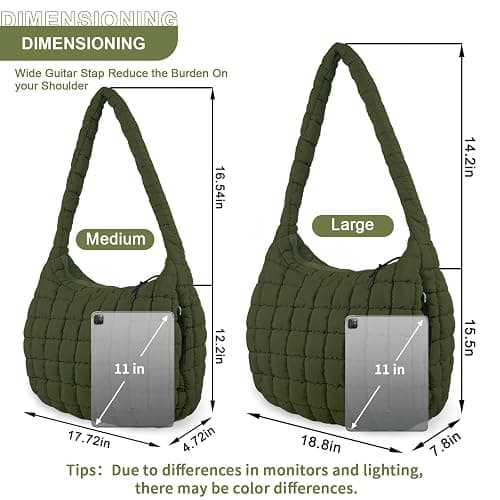 Quilted Puffer Tote Bag Purse Puffy Crossbody Shoulder Bag,Lightweight Nylon Hobo Bag Puffer Carryall Bag for Women Girl thumbnail 3