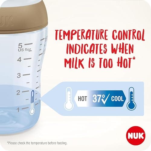 NUK Perfect Match Baby Bottles Set | 0+ Months | Adapts to Baby's Palate | Temperature Control | Anti Colic Vent | 150 ml | BPA-Free | Small Silicone Teat | Rainbow | 4 Count thumbnail 4