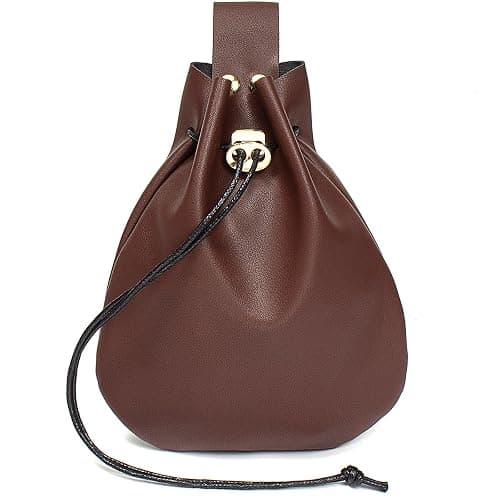 Leather Belt Pouch Medieval Vintage Renaissance Viking LARP Cosplay Costumes Drawstring Coin Purse Phone Holder Waist Bag (Brown) thumbnail 8