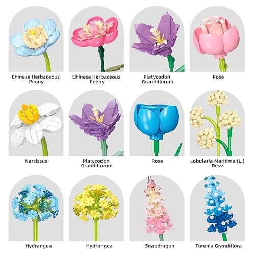 Flowers Building Set 865 PCS Flowers for Adults and Kids, DIY Building Toys with Vibrant Colors and Exceptional - Great Home Decor Gift for Christmas, Valentine's Day, Mother's Day - 13 Flowers thumbnail 5
