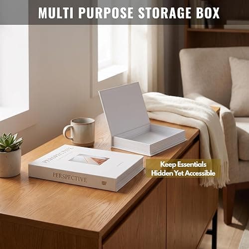 SunplusTrade Bookshelf Decor, White Decorative Books, Set of 2 Boxes Decorative Books for Home Decor, Faux books for Decoration with Storage thumbnail 9