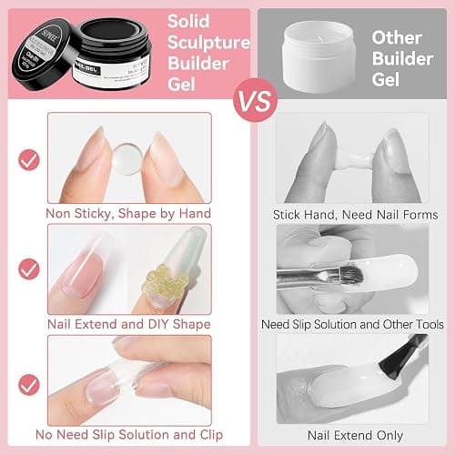 SUPWEE 3D Nail Art Gel Clear and White Solid Builder Gel for Nails Non-Stick Hand Sculpture Hard Gels with Dual Form for Carving Patterns Decoration Nail Art Home Manicure DIY thumbnail 3