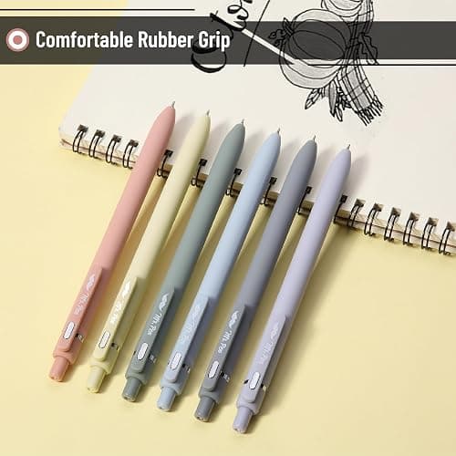 Mr. Pen- Retractable Gel Pens for Journaling, 6 Pack, 0.5 mm Black Ink, Morandi Barrels, Smooth Writing Aesthetic Pens for Women thumbnail 5