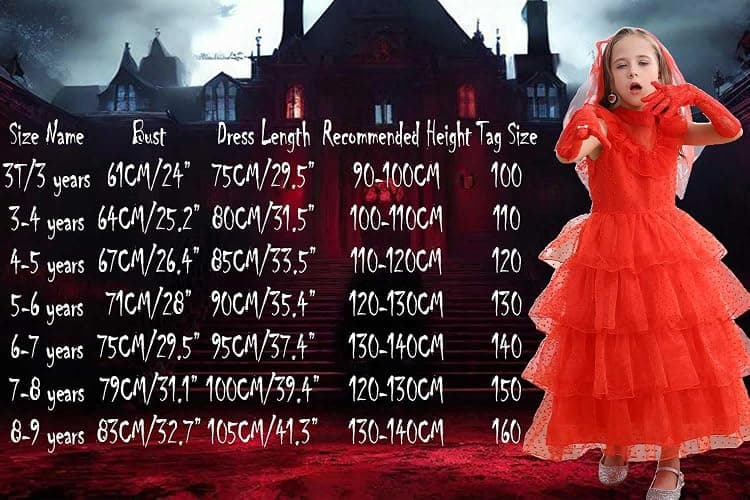 iTVTi Girls Halloween Costumes Ghost Red Bride Dress Up Cosplay Costume thumbnail 6