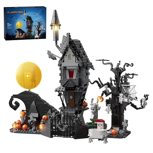 Nightmare Horror Haunted House Building Set, Block Toys Set Compatible with Lego, Creative Halloween Christmas Birthday Toy Kit Gift with Light for Movie Fans Adults (957pcs) - Image 1