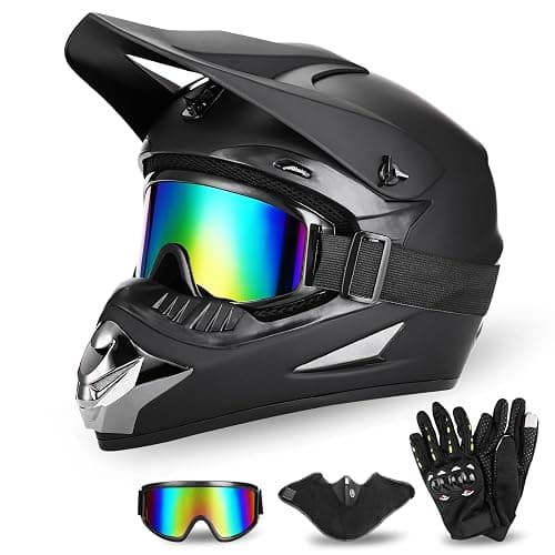Full Face Dirt Bike Helmet DOT Certified - Complete Adult ATV Helmet Kit with Goggles, Gloves & Mask, Adjustable Visor, Quick Release - Image 1