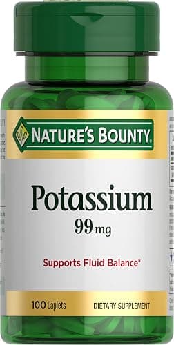 Nature's Bounty Potassium 99mg, Supports Fluid Balance and Muscle Activity, Involved in Normal Heart Function, Potassium Gluconate Dietary Supplement, Gluten Free, 1 Per Day, 100 Vegetarian Caplets - Image 1