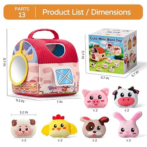 Vanvimen Baby Girl Toys 6-12 Months, Surprise Barn with 12 PCS Stuffed Farm Animals, Montessori Sensory Developmental Learning Toys for 6-12 Months, Ideals 6 7 8 9 Month Old Baby Boy Girl Gifts Toy thumbnail 3