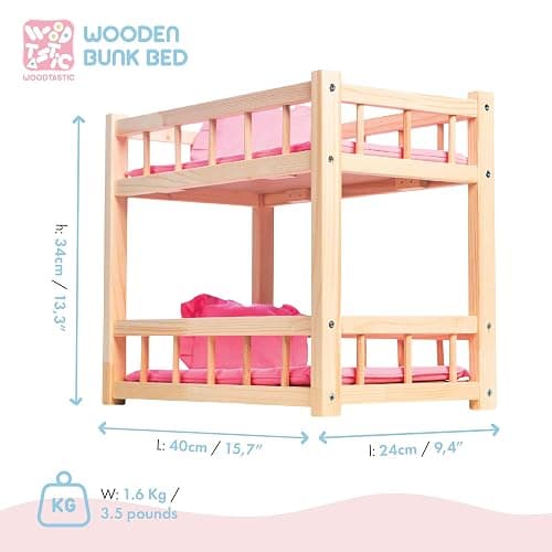 Wooden Doll Bunk Bed For Up To 14" Dolls - Great gift, perfect doll accessory thumbnail 9
