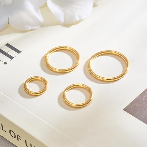 DGhera 8Pcs Nose Ring Hoop & Hinged Clicker Septum Rings [16G/18G/20G]–Hoop Helix Cartilage Daith Tragus Sleeper Earrings For Women Men thumbnail 8