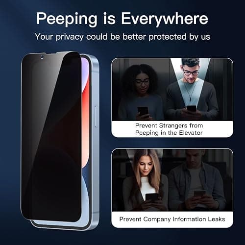 NEW'C 3 Pack Privacy for iPhone 16e, iPhone 14, 13, 13 Pro Screen Protector (6.1 inches), Anti-Spy Tempered Glass Film, Balanced 28-Degree Privacy Angle - Easy installation tool included thumbnail 4