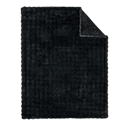 Lotus Karen Faux Fur Throw Blanket Black - Big Bubble Rabbit Fluff Blanket for Couch, Small Fluffy Fuzzy Cozy Blanket, Thick Furry Plush Shaggy Blankets, 50x60 Inches thumbnail 9