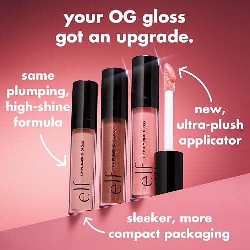 e.l.f. Lip Plumping Gloss, High-Shine Sheer Color, Hydrates & Creates Fuller Lips With Vitamin E, Vegan & Cruelty-Free, Pink Cosmo thumbnail 5