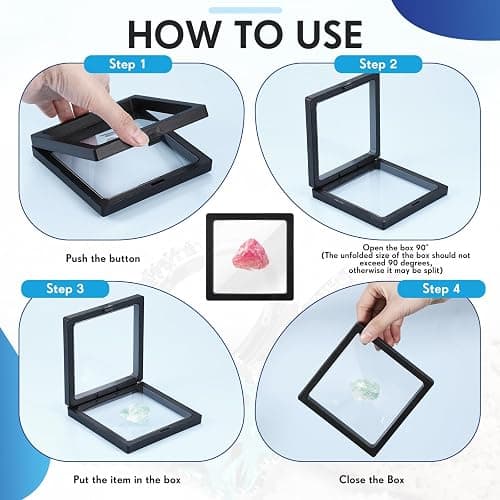 Soaoo 60 Pcs Floating Frame Display Stand Transparent Plastic 3D Floating Frame Clear PE Film Jewelry Box Coin Display Case for Medallion Shells thumbnail 2