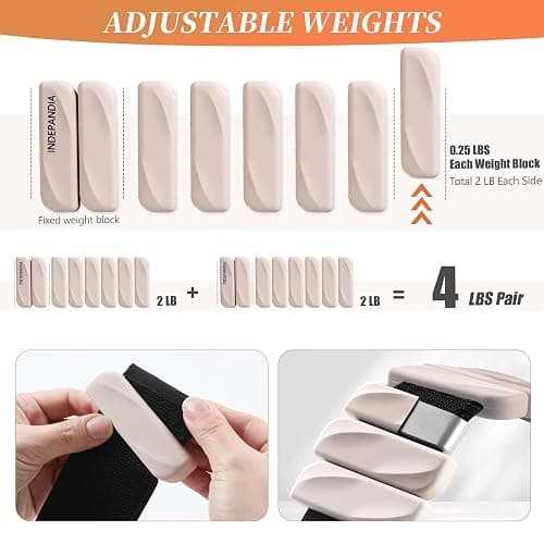 INDEPANDIA Wrist & Ankle Weights for Women and Men, 2lbs/4lbs Pairs Adjustable Silicone Weighted Bangles for Arm & Leg Workouts, Perfect for Pilates, Barre, Yoga, Walking & Home Fitness 24055 thumbnail 6