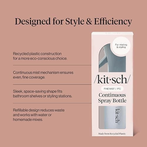 Kitsch Spray Bottle for Hair - Continuous Water Mister with Ultra Fine Mist for Hairstyling, Barbers, Salons, Cleaning, Plants, Versatile Spray Bottles - Made from Recycled Plastic - Haze Blue, 5 oz thumbnail 4