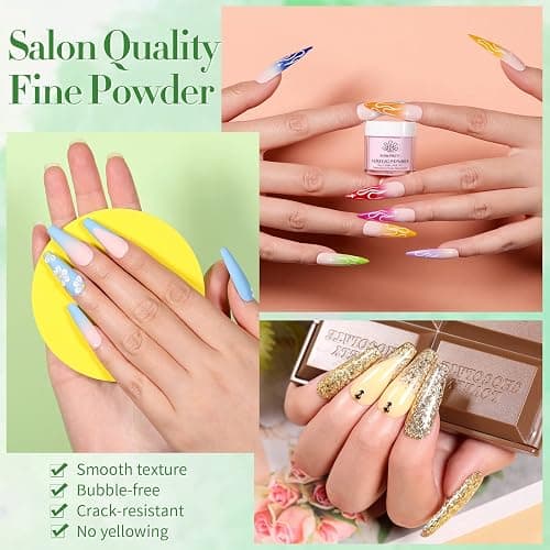BORN PRETTY Acrylic Powder Set 36 Colors Acrylic Nail Powder Nude Pink Blue Yellow Purple Red Glitter Professional Polymer 3D Acrylic Nail Art Kit for French Nail Extension All Seasons Nail Carving thumbnail 5
