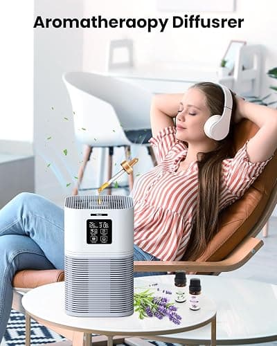 VEWIOR Air Purifiers for Home, Air Purifiers for Large Room up to 1200 sq.ft, H13 True HEPA Air Filter with Fragrance Sponge 6 Timers Quiet Air Cleaner for Pet Dander Wildfire thumbnail 4