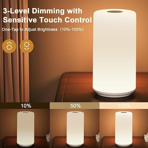 Touch Bedside Table Lamp, [RGB Mode] 3 Way Dimmable Warm White Lights for Bedroom, Multi-Color Smart Nightstand Lamp Desktop LED Lamp for Living Room Home Gifts thumbnail 3