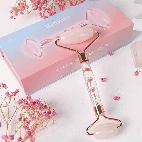 Raffaello Jade Roller - Natural Pink Facial Roller, Redness Reducing Massager for Face, Eyes, Neck - Rose Quartz thumbnail 7
