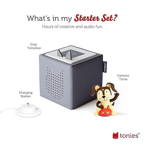 Toniebox Audio Player Starter Set with Playtime Puppy - Listen, Learn, and Play with One Huggable Little Box - Gray - Gray thumbnail 5