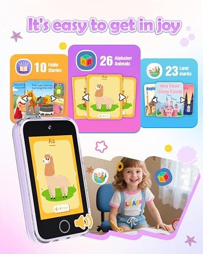 Dylanto Kids Camera ,3.5'' Touchscreen Phone for Kids Learning Play Toys for 3-9 Years Old Girls with Dual Camera,Video Players,Game,Christmas Birthday Gifts for Girls Age 3 4 5 6 7 8 9 -Purple thumbnail 7