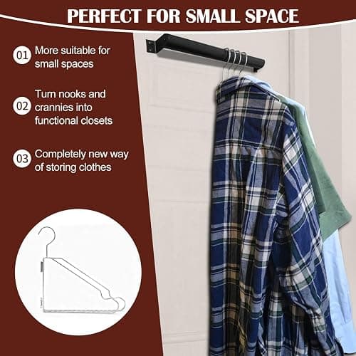 4 Pack Space Saving Hangers for Clothes, Foldable Metal Hangers, Collapsible Clothes Space Savers for Wall, Door, Closet Organizers and Storage, Small Space and Dorm Room Essentials, No Rod thumbnail 5