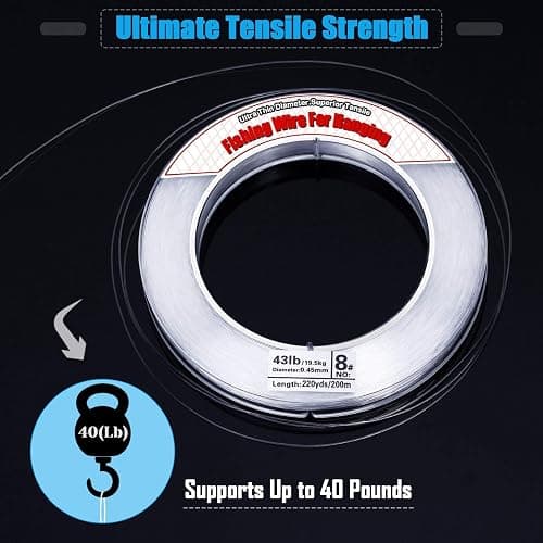 Clear Fishing Wire, Acejoz 656FT Fishing Line Clear Invisible Hanging Wire Strong Nylon String Supports 40 Pounds for Balloon Garland Hanging Decorations thumbnail 4