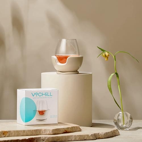 VoChill Stemless Wine Glass Chiller | Keep the Chill In Your Glass | Made In USA | Separable & Refreezable Chill Cradle | Actively Chills Stemless Glassware | Sand, Single Stemless thumbnail 8