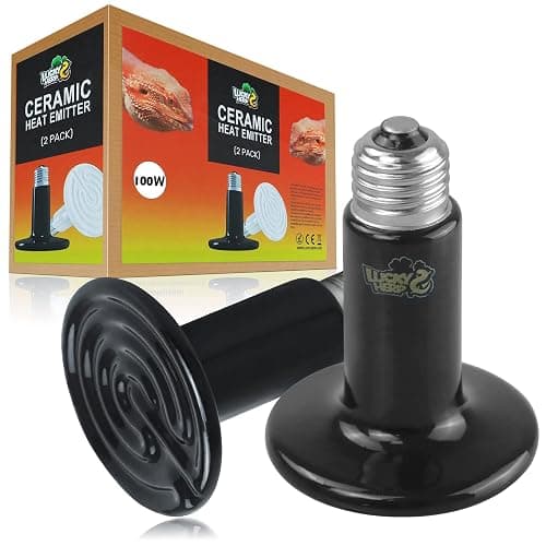 LUCKY HERP 100W Ceramic Heat Emitter, Reptile Heat Bulbs, Ceramic Heat Lamp for Reptiles, Amphibian, Chicken, Dog, Cat (2-Pack) - Image 1