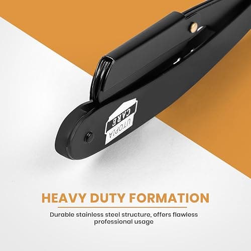 Utopia Care Professional Straight Razor for Men, Barber Straight Edge Razor Safety with 100 Pack Blades, Black thumbnail 4