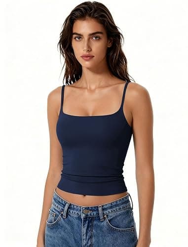 Avidlove Tank Tops for Women Square Neck Spaghetti Strap Double Lined Y2K Going Out Camisole Top thumbnail 4
