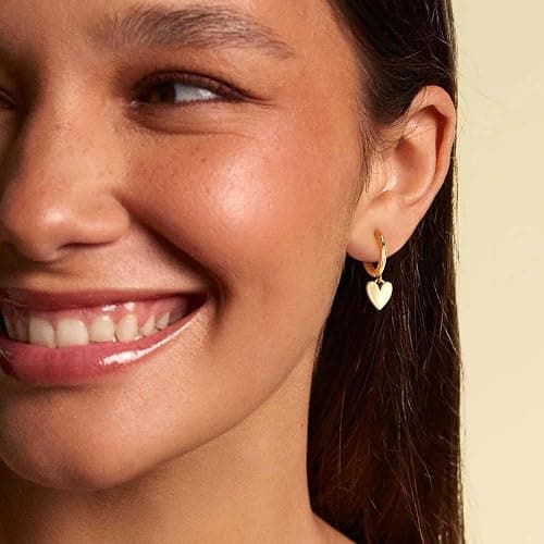 VACRONA Gold Heart Hoop Earrings Huggie Earrings for Women 14k Gold Plated Small Hoops Earrings thumbnail 4