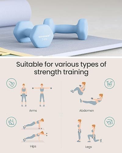 SONGMICS Dumbbells Set of 2 Dumbbells Hexagon Neoprene Coating Strength Training Workout Fitness Training Home thumbnail 4