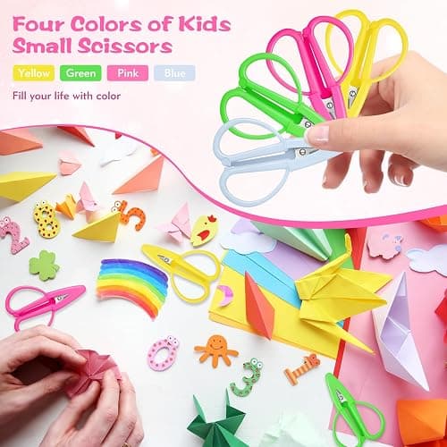 4 Pack Mini Scissors - Small Sharp Scissors All Purpose with Cover Tiny Detail Scissor for Travel Crafts Sewing Embroidery DIY (4 Colors) thumbnail 3