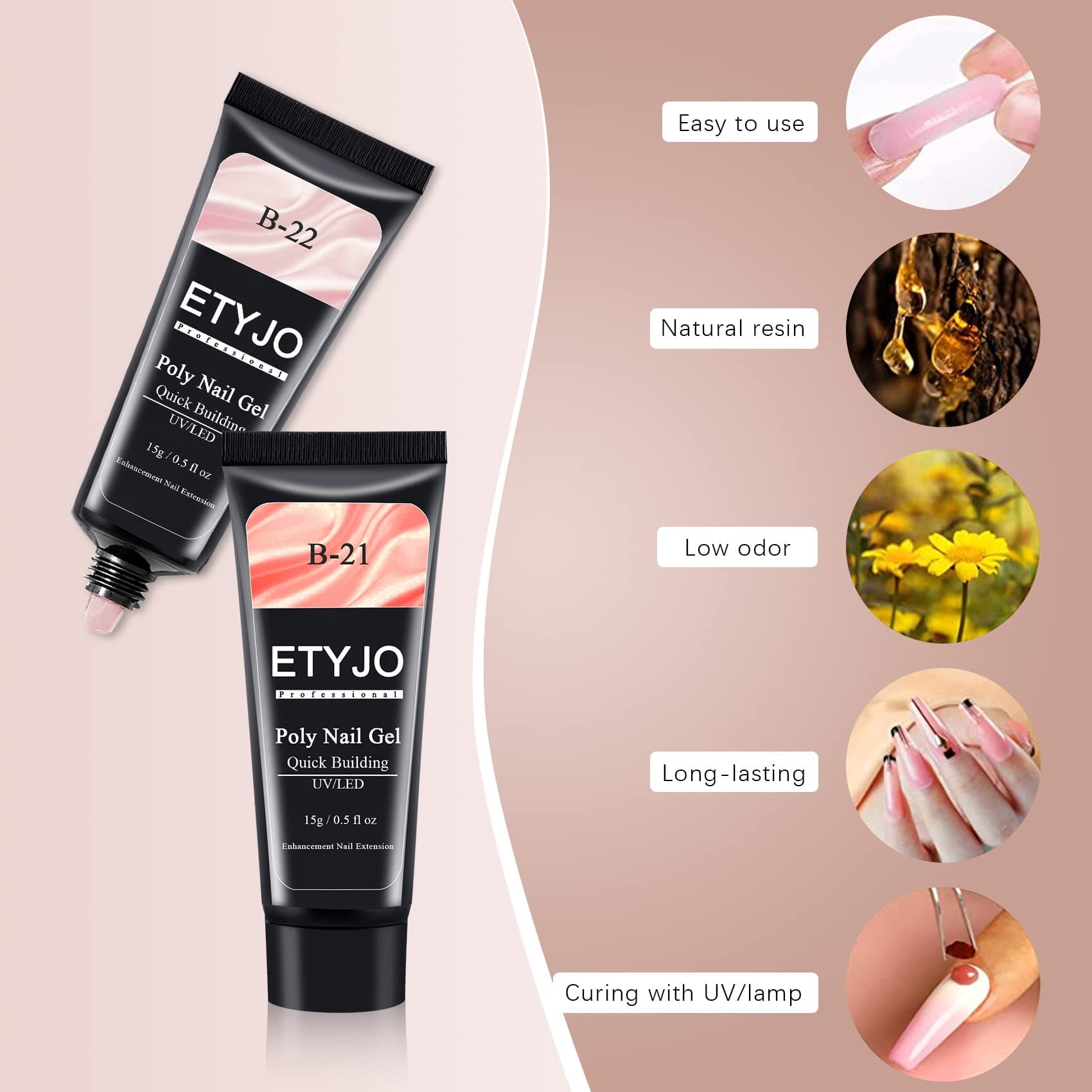 Poly Gel Nail Extension Kit, 8 Colors Clear Nude Pink Poly Gel Set Nail Enhancement Builder Nail Gel Poly Gel Colors for Beginners DIY Home Salon thumbnail 2