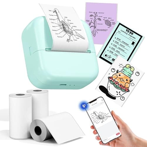 Stampante Fotografica Portatile,Mini Stampante Portatile, stampante Termica M02L,Compatible con iOS & Android.Imprime Fotos, Listas de Tareas,Tarjetas de Felicitación o Contenidos Educativos,3 Rollos - Image 1