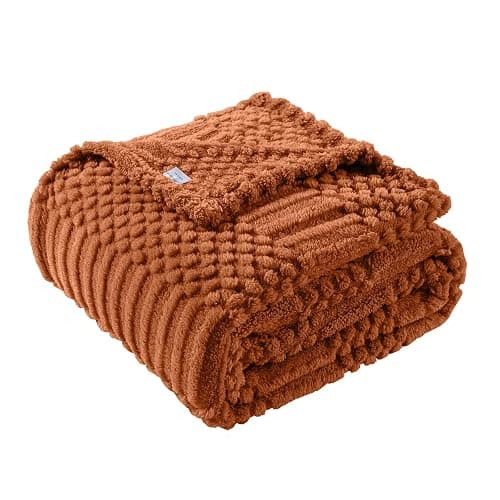 90x90 Inch Rust Queen Bed Blanket - Soft & Fluffy Fleece, Cute & Aesthetic, Perfect for Sofa, Couch, Bed, Living Room & Bedroom, All-Season Use, Plush & Cozy Decorative Blanket - Image 1