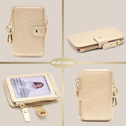 Penekin Keychain wallet, Rfid Blocking Credit Card Holder Leather, Zipper Card Case for Women thumbnail 8