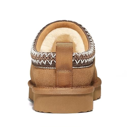 bebealy Genuine Suede Fuzzy Slippers for Women Winter Warm House Shoes Cozy Mini Boots for Indoor Outdoor thumbnail 4