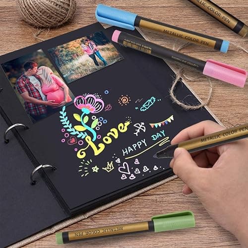 DealKits Lot de 10 marqueurs métalliques pour album photo, bricolage, scrapbooking, coloration, livre d'or de mariage, papier noir, pierre, verre, bois, Pâques, bricolage (2 mm) thumbnail 9